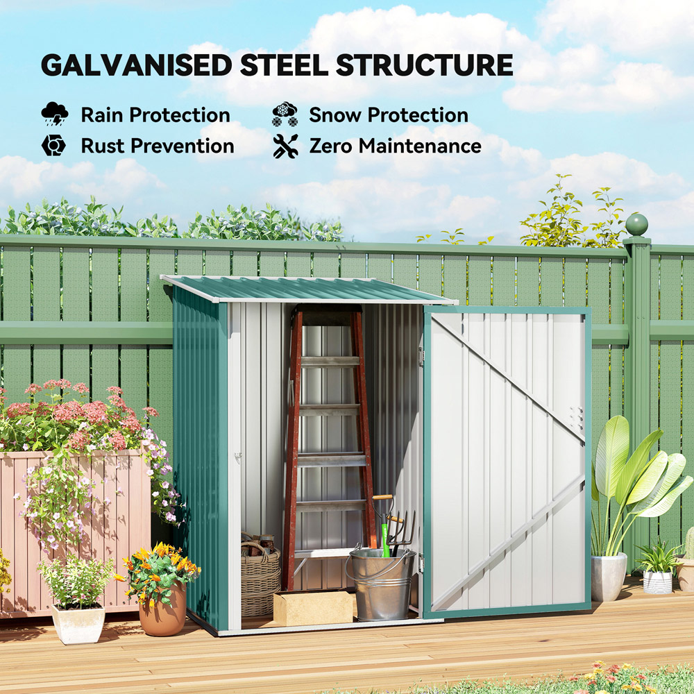 Outsunny 3.3 x 3.4ft Green Steel Garden Storage Shed with Lockable Door Image 6