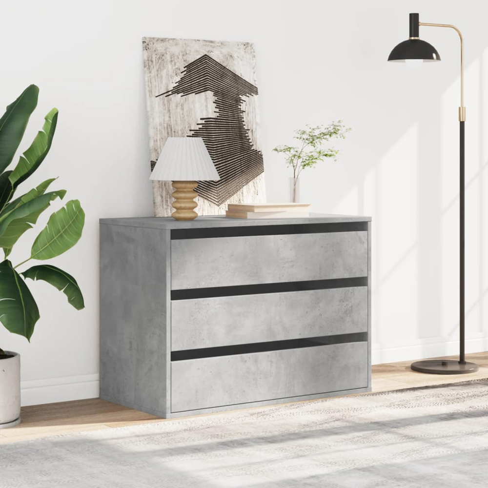 vidaXL 3 Drawer Grey Engineered Wood Chest of Drawers Image 8