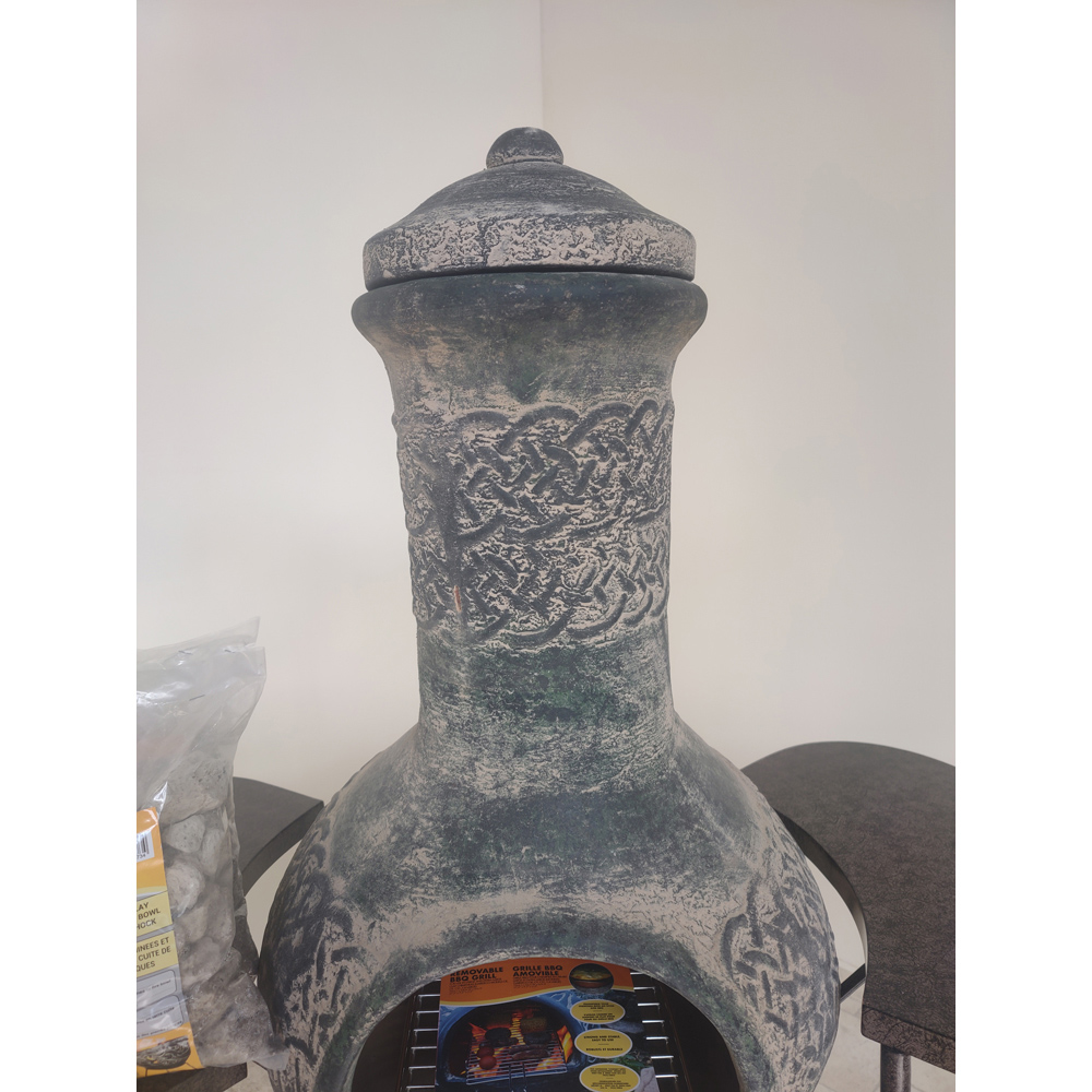 Gardeco BBO-C8E.03 Grill Lava Stones and Cradle Clay Chiminea BBQ Bundle Image 4