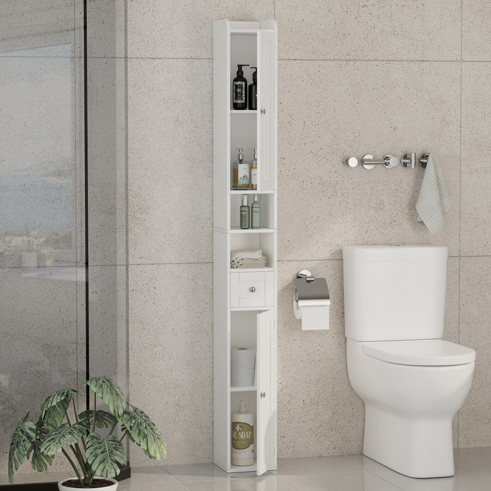 Kingston Tall Bathroom Storage Cabinet White Image 5