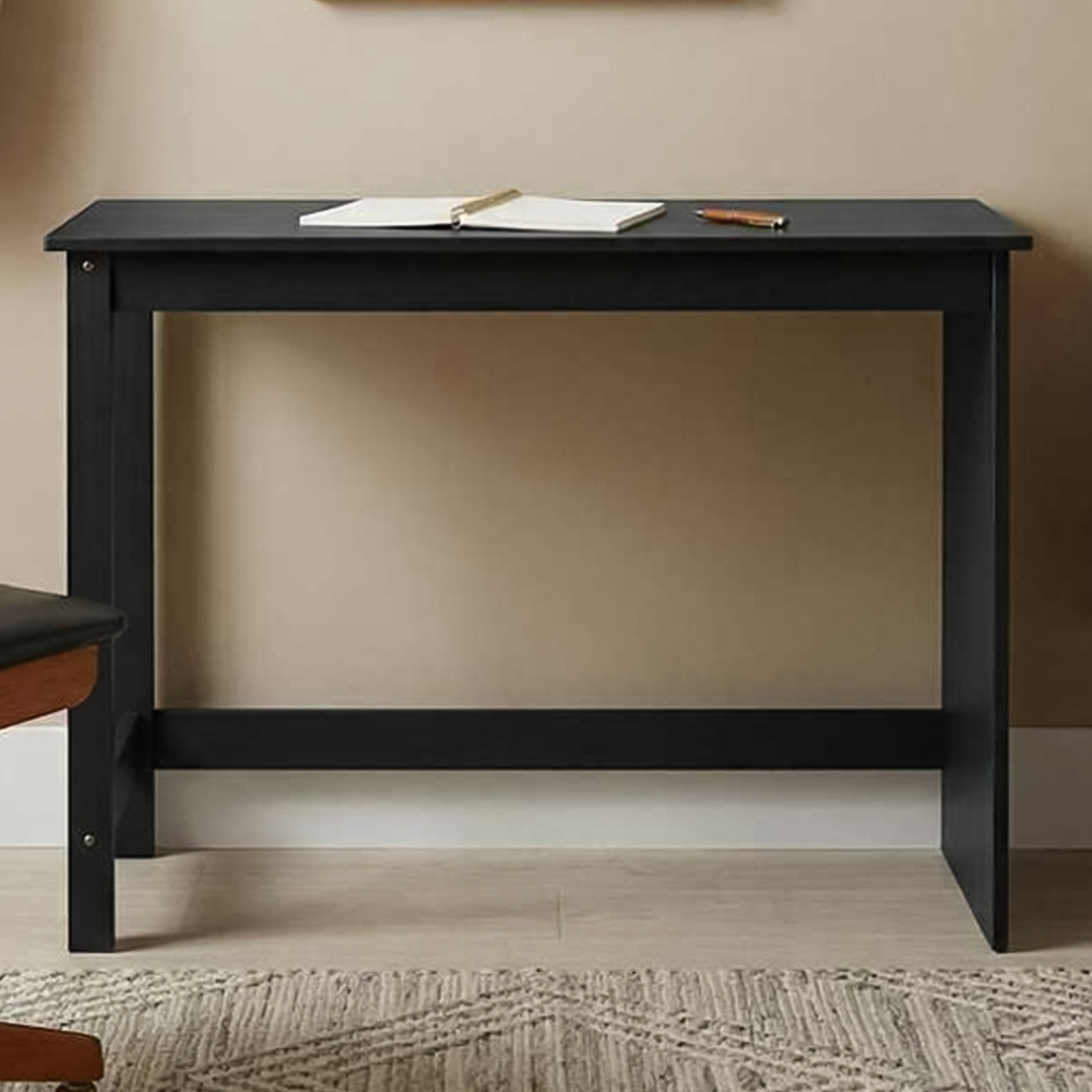 vidaXL Minimalist Compact Pine Wood Desk Black Image 1