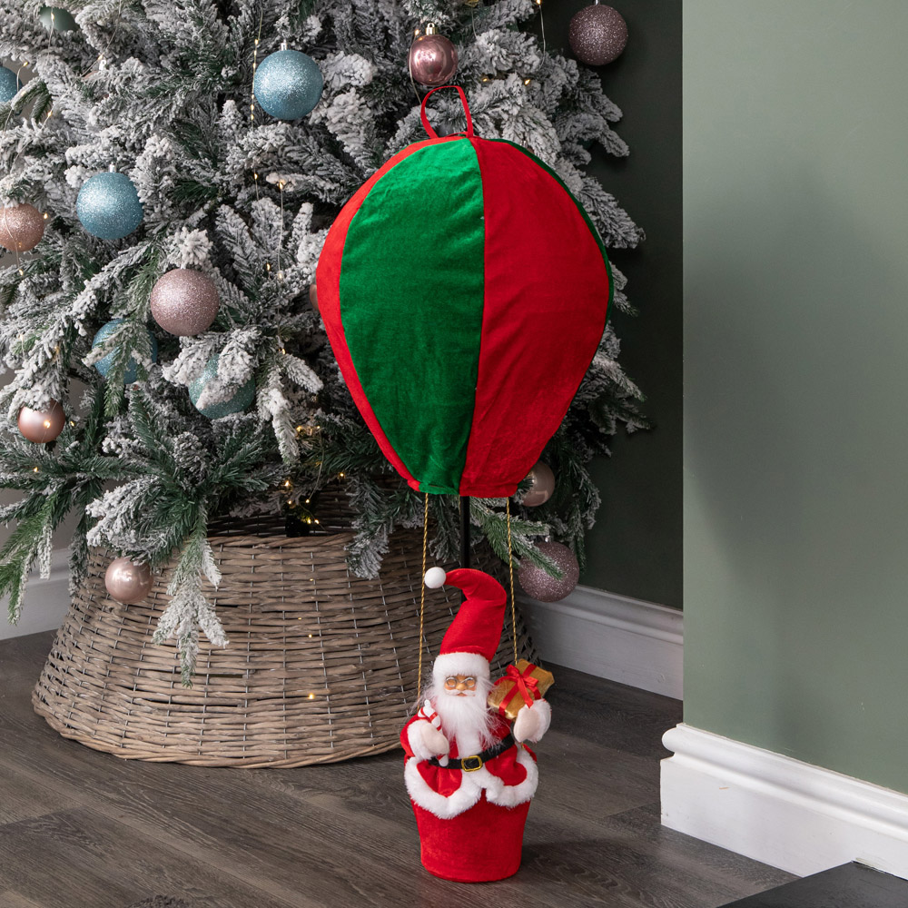 Samuel Alexander Red and Green Santa's Hot Air Balloon Hanging Christmas Decoration 80cm Image 7