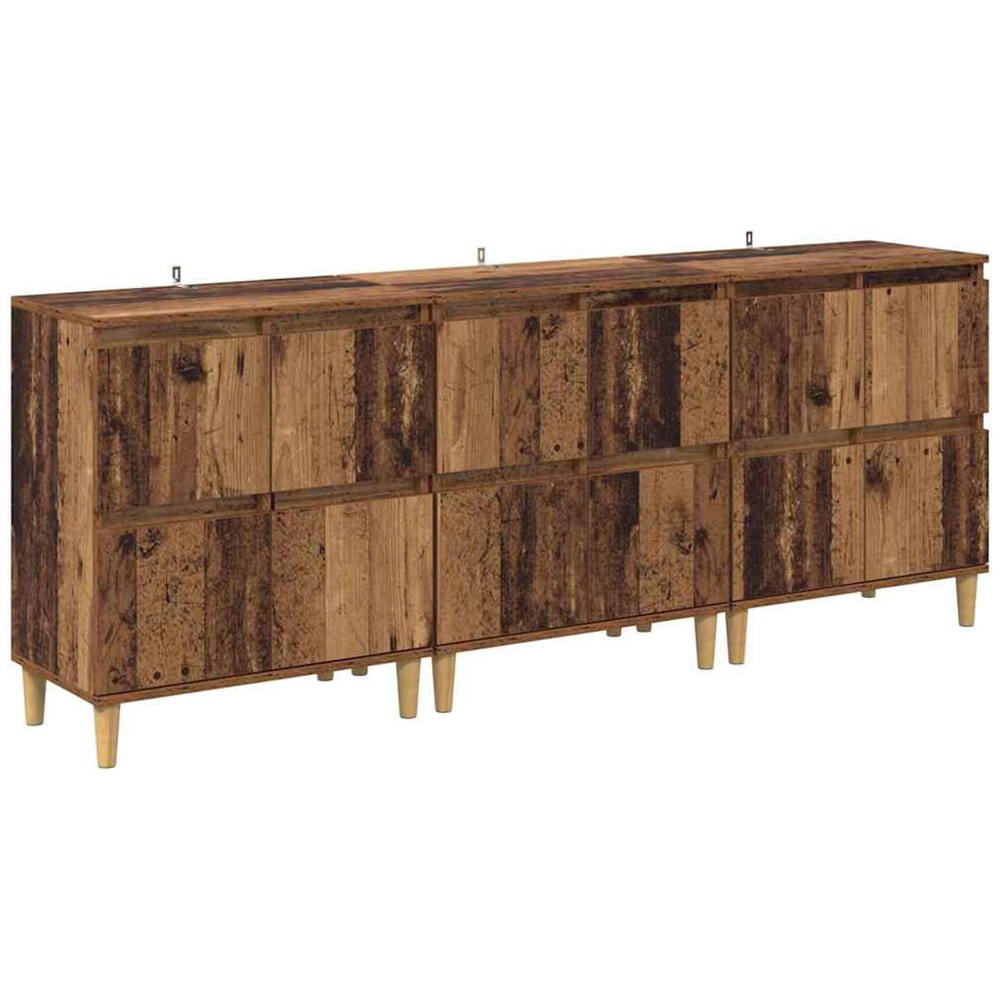 vidaXL 4 Door Old Wood Sideboard with Wooden Legs Set of 3 Image 2