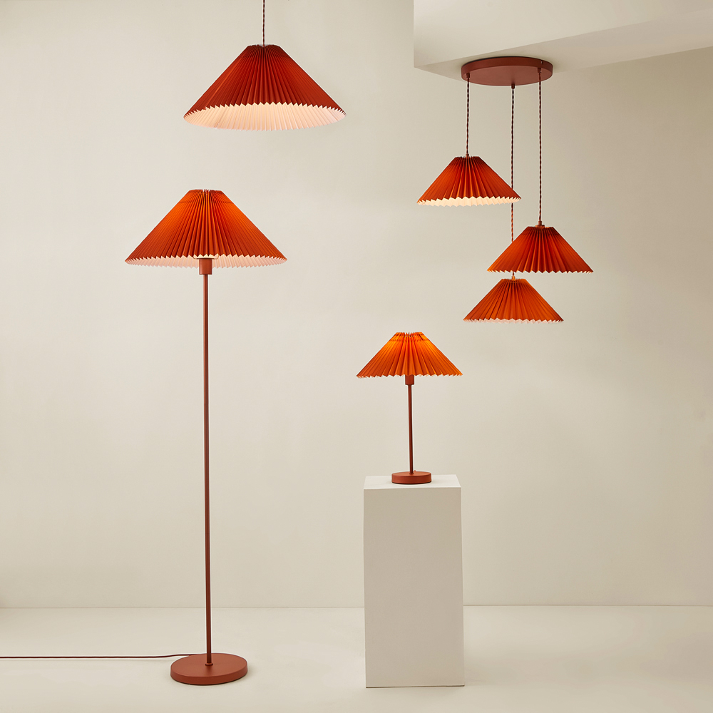 ValueLights Akira Burnt Orange Pleated Shade LED Pendant Light Image 7