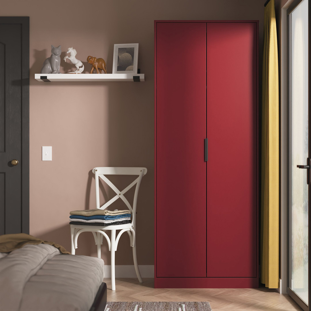 Crowndale Hong Kong 2 Door Red Matt Tall Wardrobe Ready Assembled Image 8