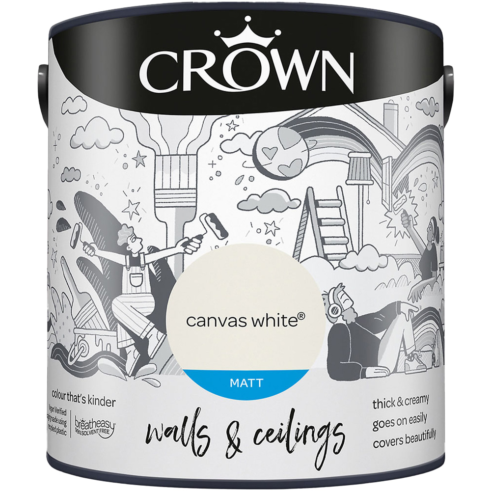 Crown Breatheasy Walls & Ceilings Canvas White Matt Emulsion Paint 2.5L Image 2