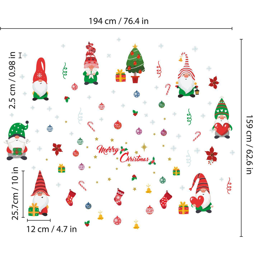 Walplus Merry Christmas with Cute Gnomes Self Adhesive Wall Sticker 110 Piece Image 6