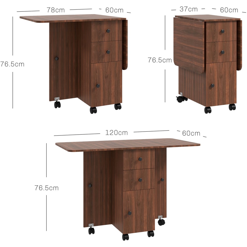 HOMCOM 6 Seater Distressed Brown Drop Leaf Dining Table Image 9