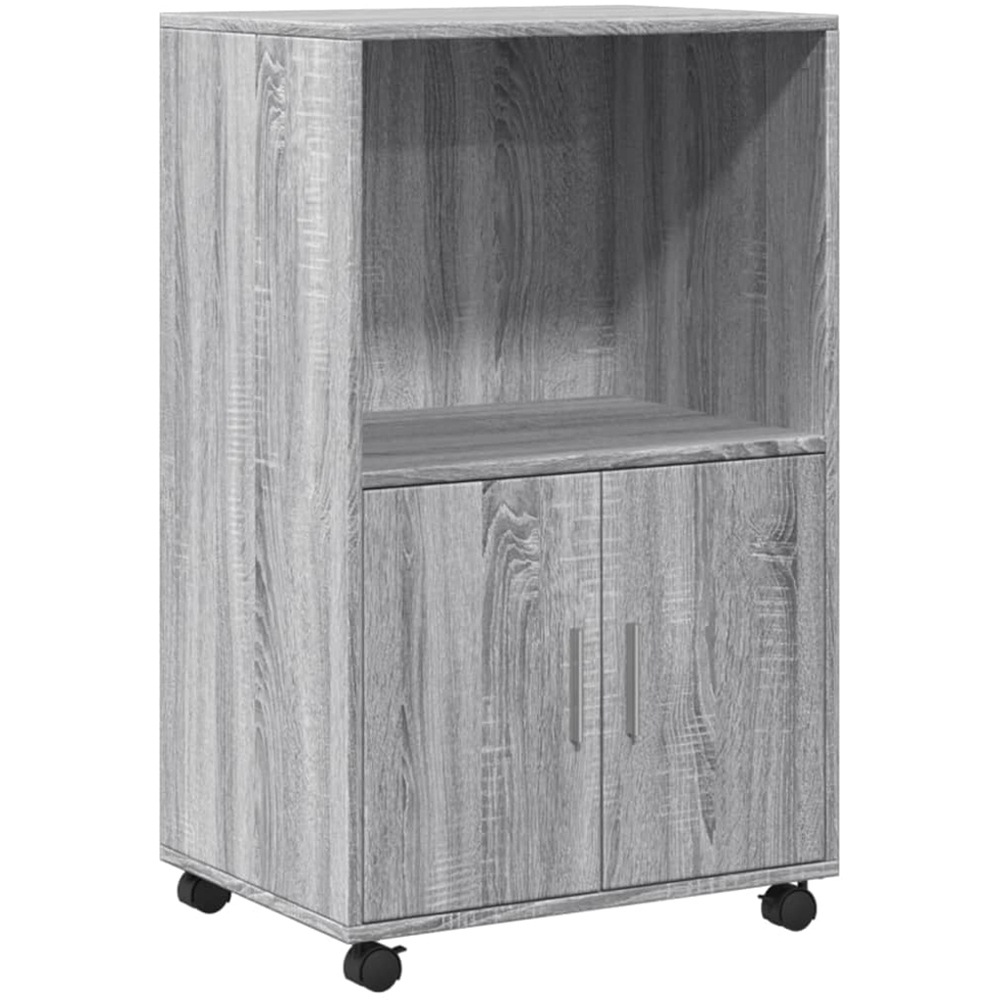 vidaXL 2 Door Single Open Shelf Grey Sonoma Rolling Storage Cabinet Image 2