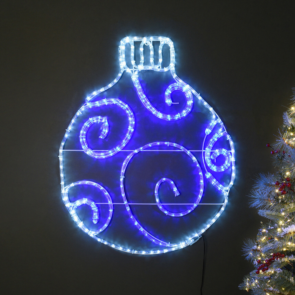 Christmas Bauble Rope LightBlue and White Image 1