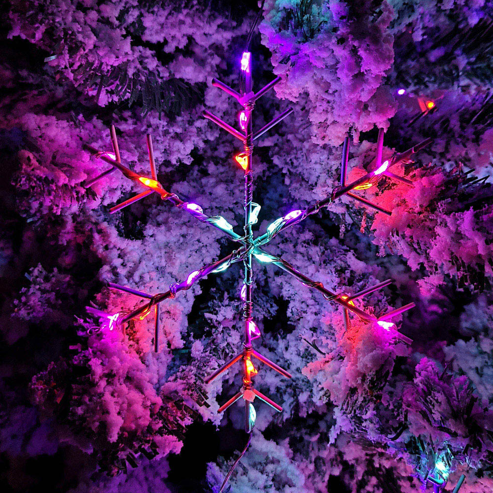 Samuel Alexander 258 Rainbow Snowflake LED Christmas Curtain Light 2.6m 10 Pack Image 5