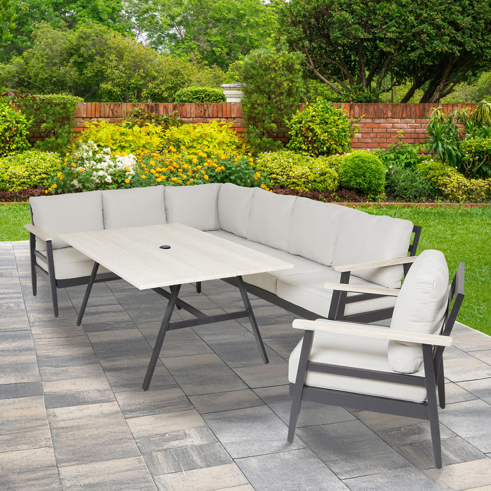 Amaya 7 Seater Grey Garden Corner Lounge Set Image 1