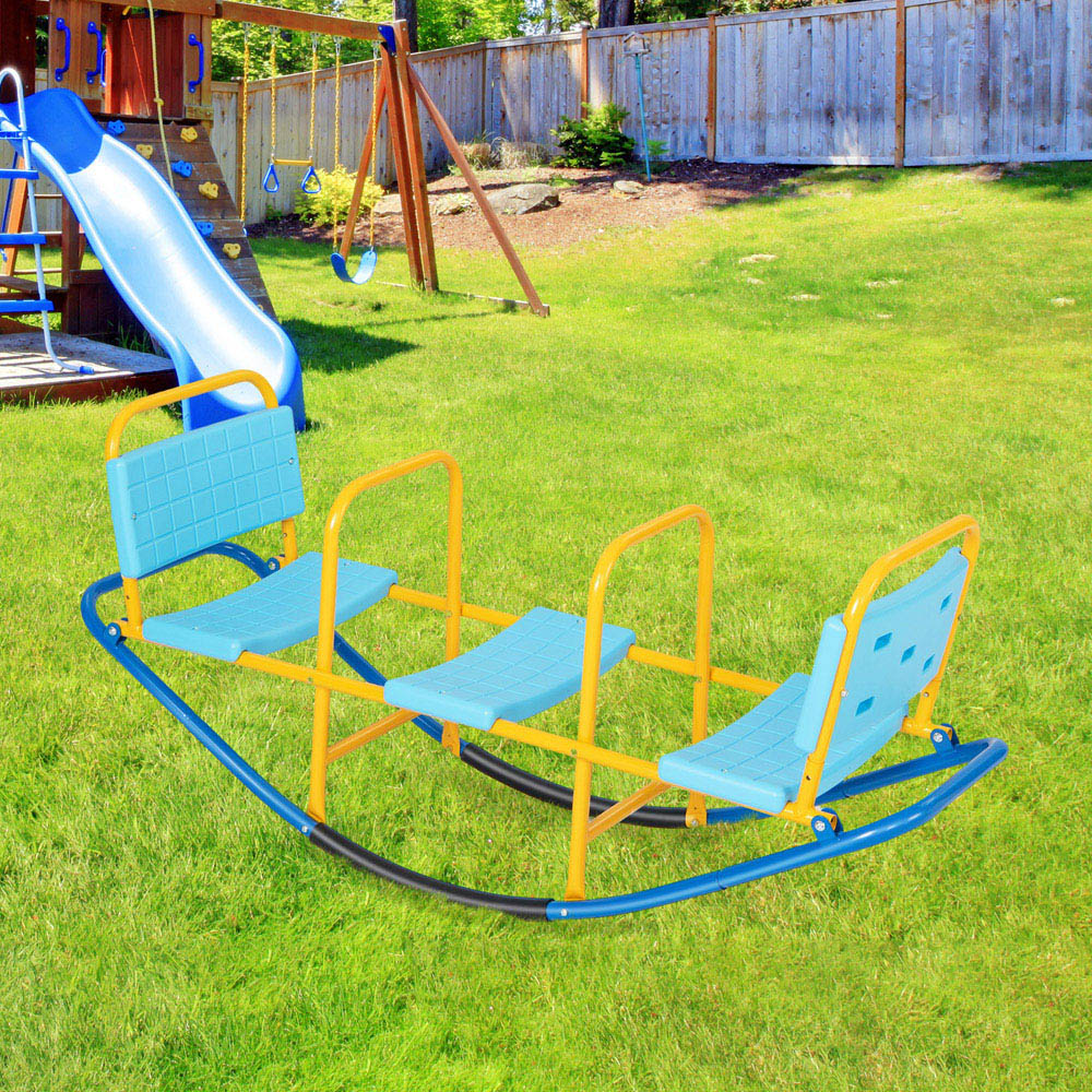 Costway Blue 3 Person Kids Seesaw Teeter Totter Image 5