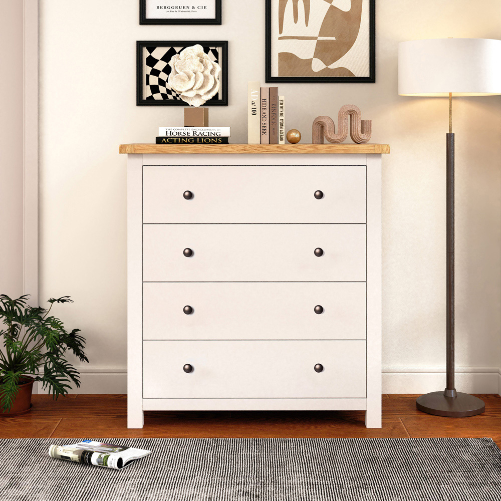 Maggiori 4 Drawer Off White Chest of Drawers with Brass Knobs Image 8