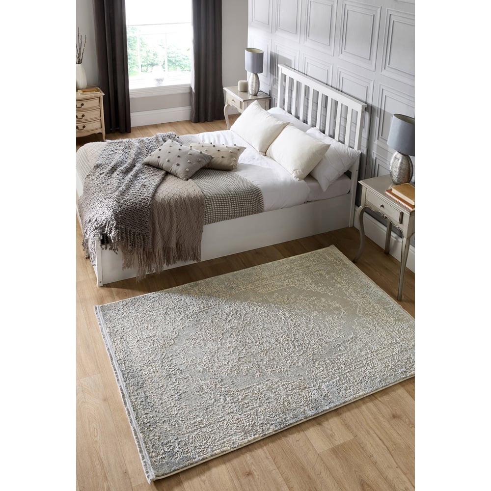 Origins Blue and Grey Vintage Medallion Rug 80 x 150cm Image 2