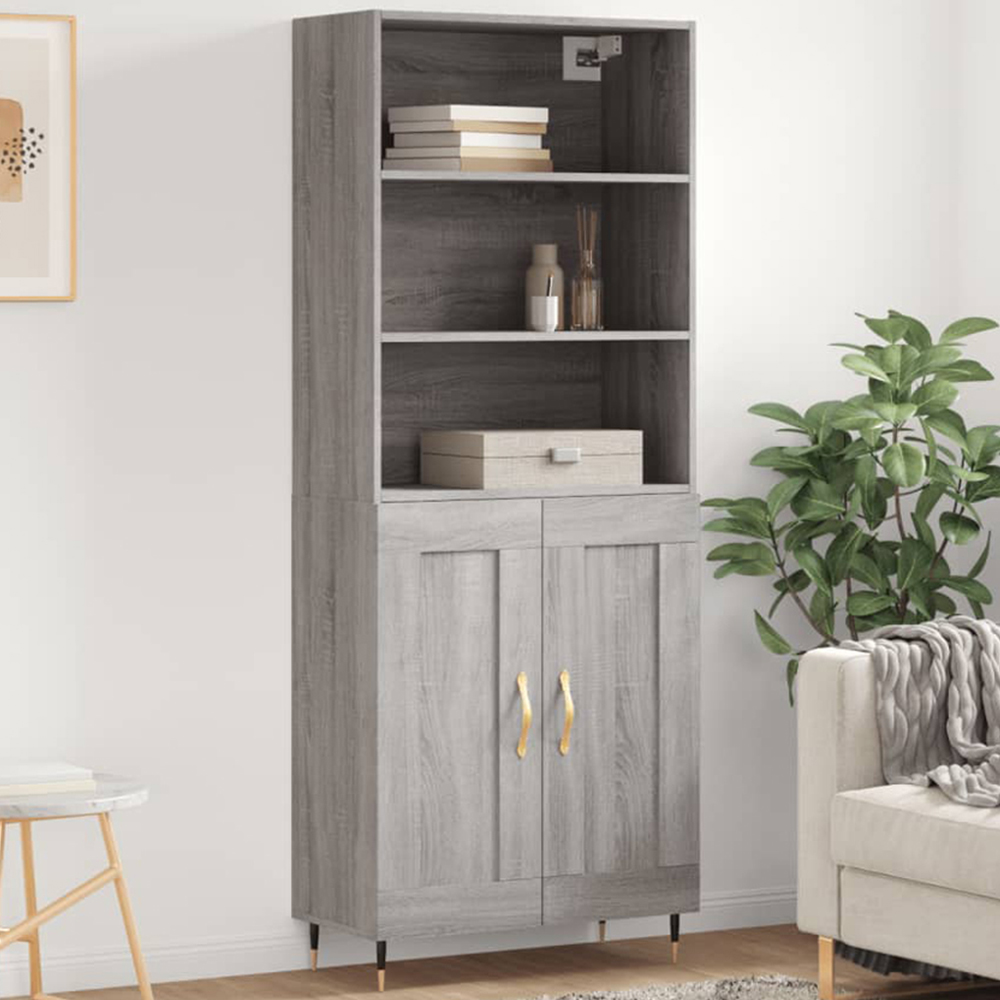 vidaXL 2 Door 3 Shelf Grey Sonoma Highboard Image 1