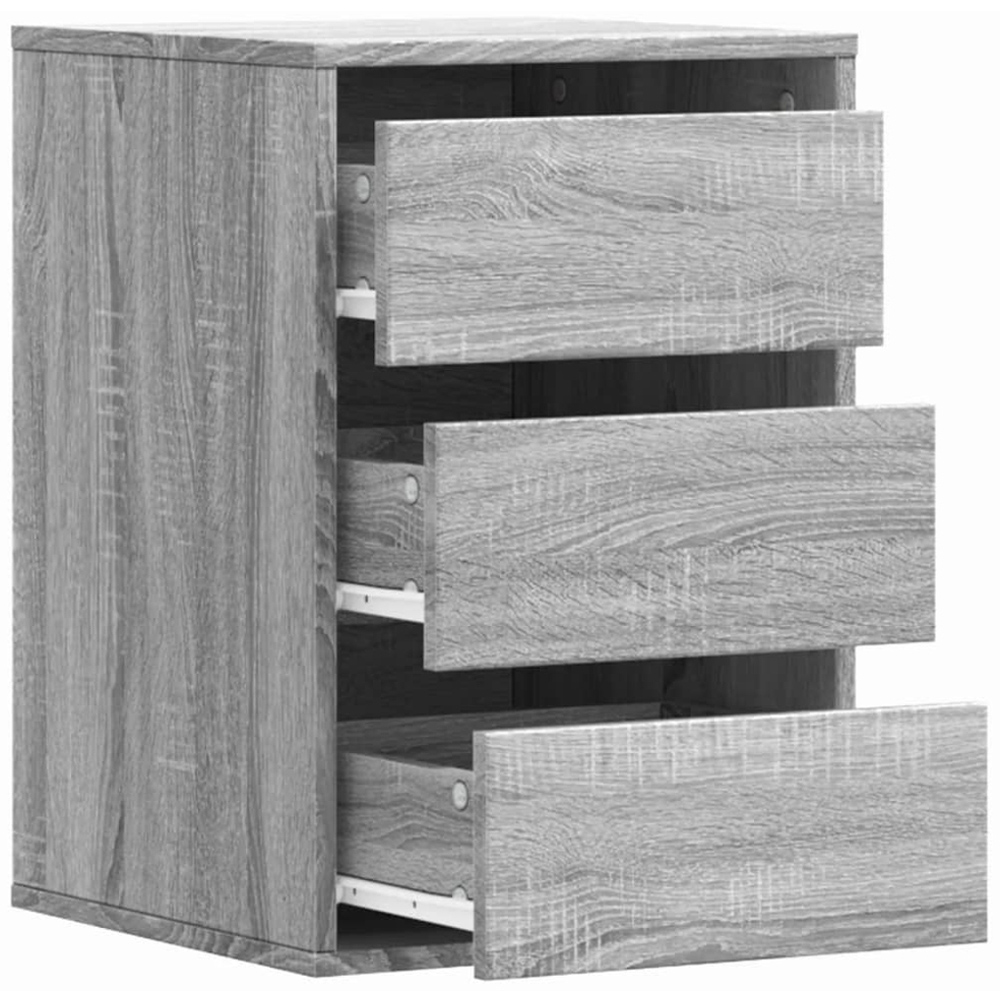 vidaXL 3 Drawer Grey Sonoma Oak Wooden Chest of Drawers Image 4