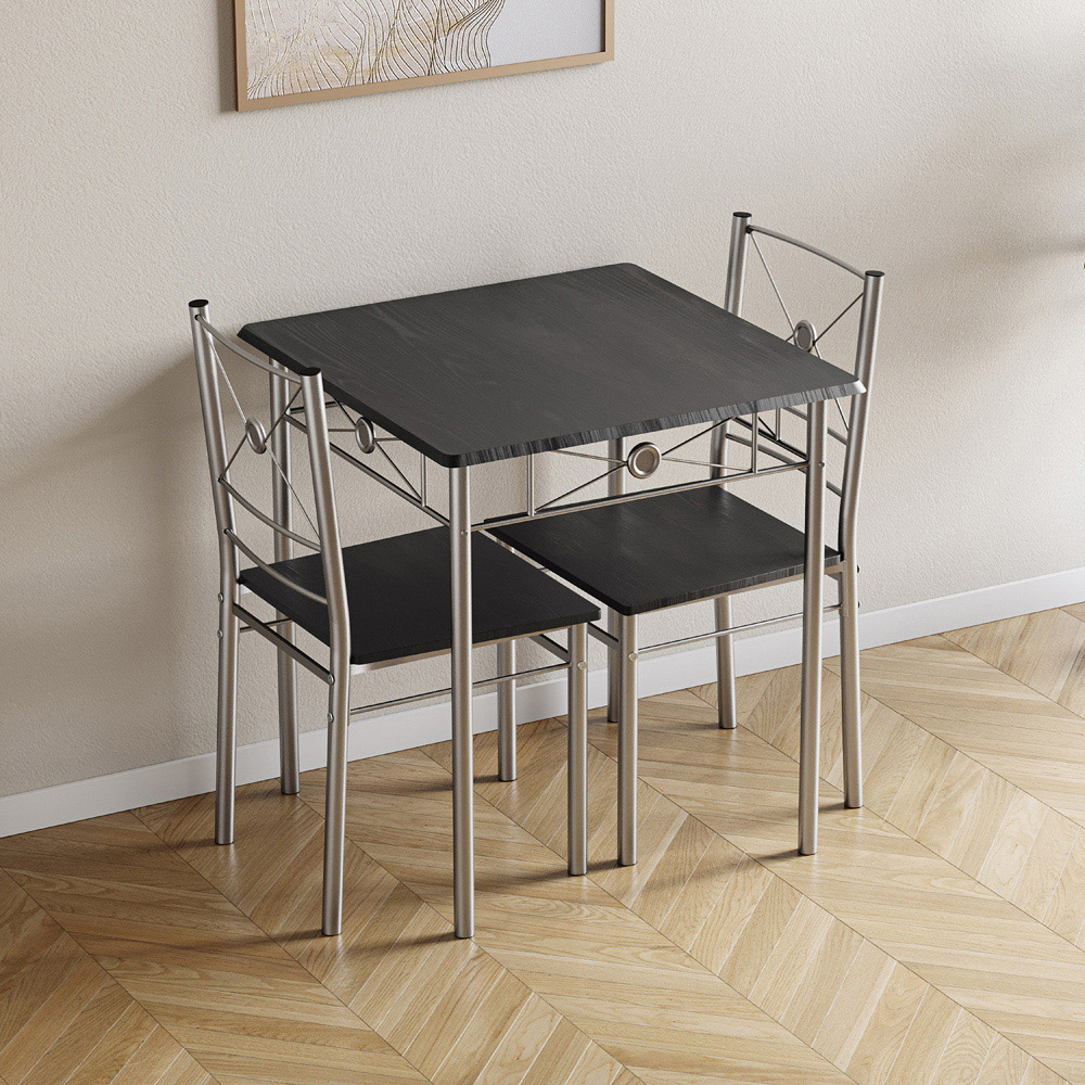 VIDA DESIGNS Roslyn 2 Seater Square Dining Set Black Image 2