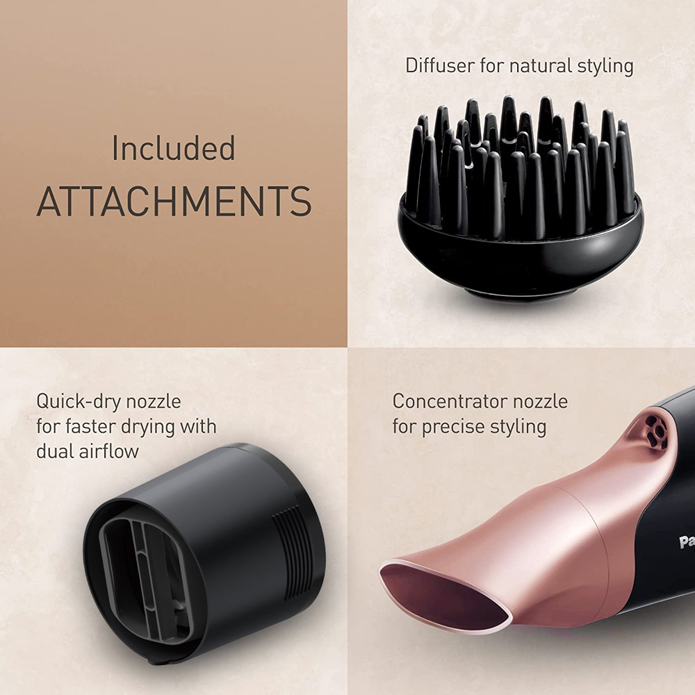 Panasonic EH-NA67 Black Nanoe Hair Dryer with Diffuser and Oscillating Nozzle 200W Image 4