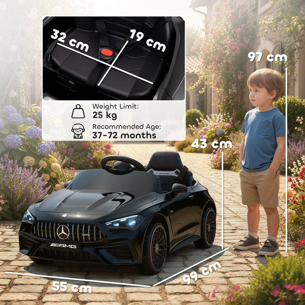 Tommy Toys Kids Black Licensed Mercedes AMG Electric Ride On Car with Remote and Seatbelt 12V Image 9