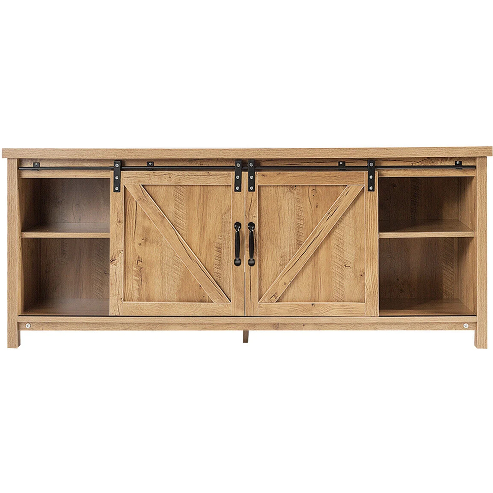 Costway 2 Door 2 Shelf Orange TV Unit Image 2