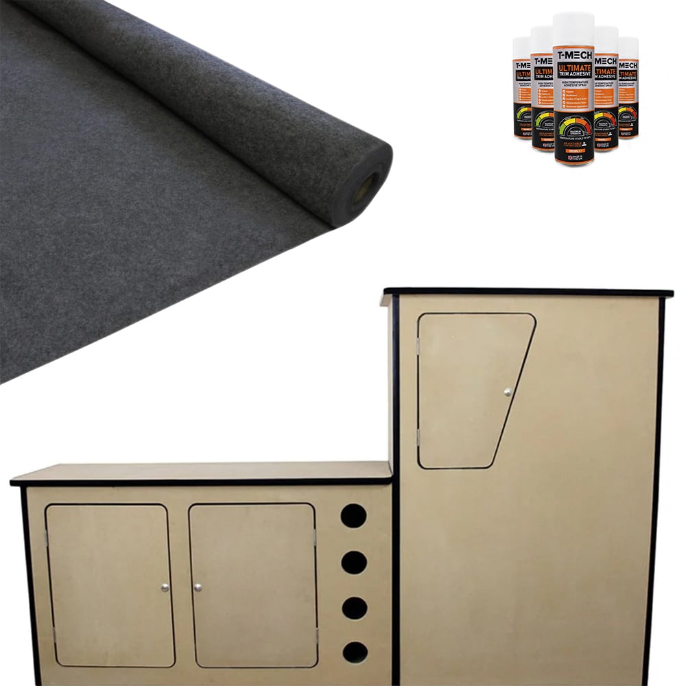 Monster Shop 11m2 Anthracite Van Lining and Glue with Camper Kitchen Image 1