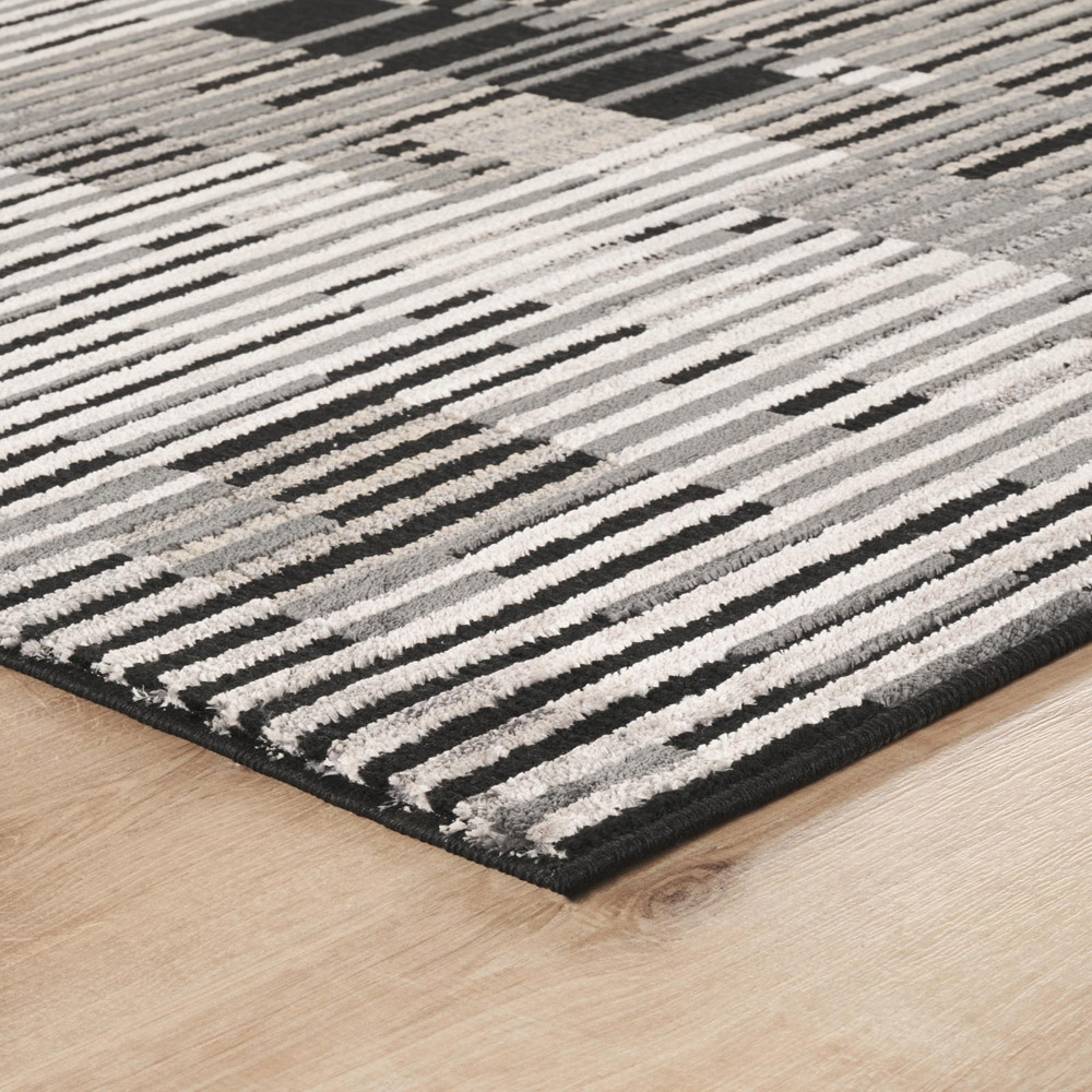 Mayfair Living Room Area Rug Metallic Sheen Contemporary Modern Matrix Design - Dark Grey 120x170 cm Image 4