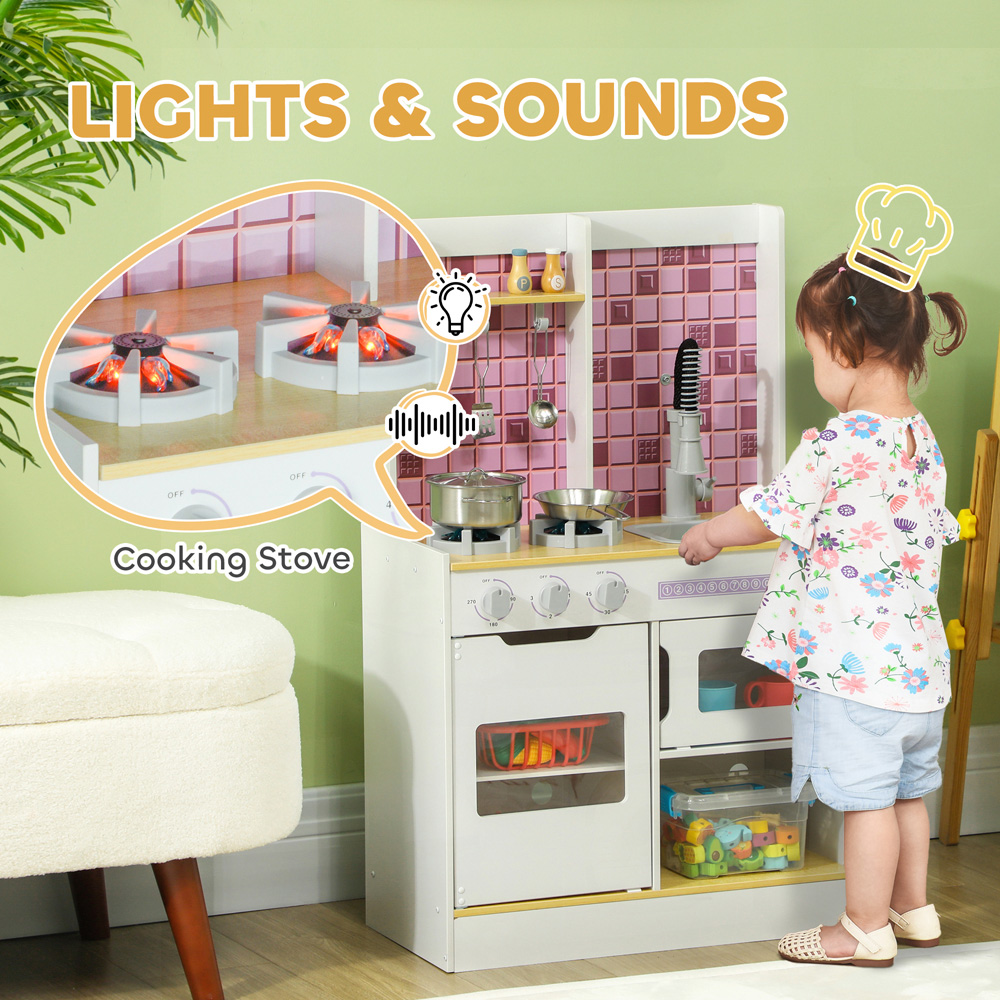 Tommy Toys AIYAPLAY Kids White Kitchen Play Set with Accessories Image 8