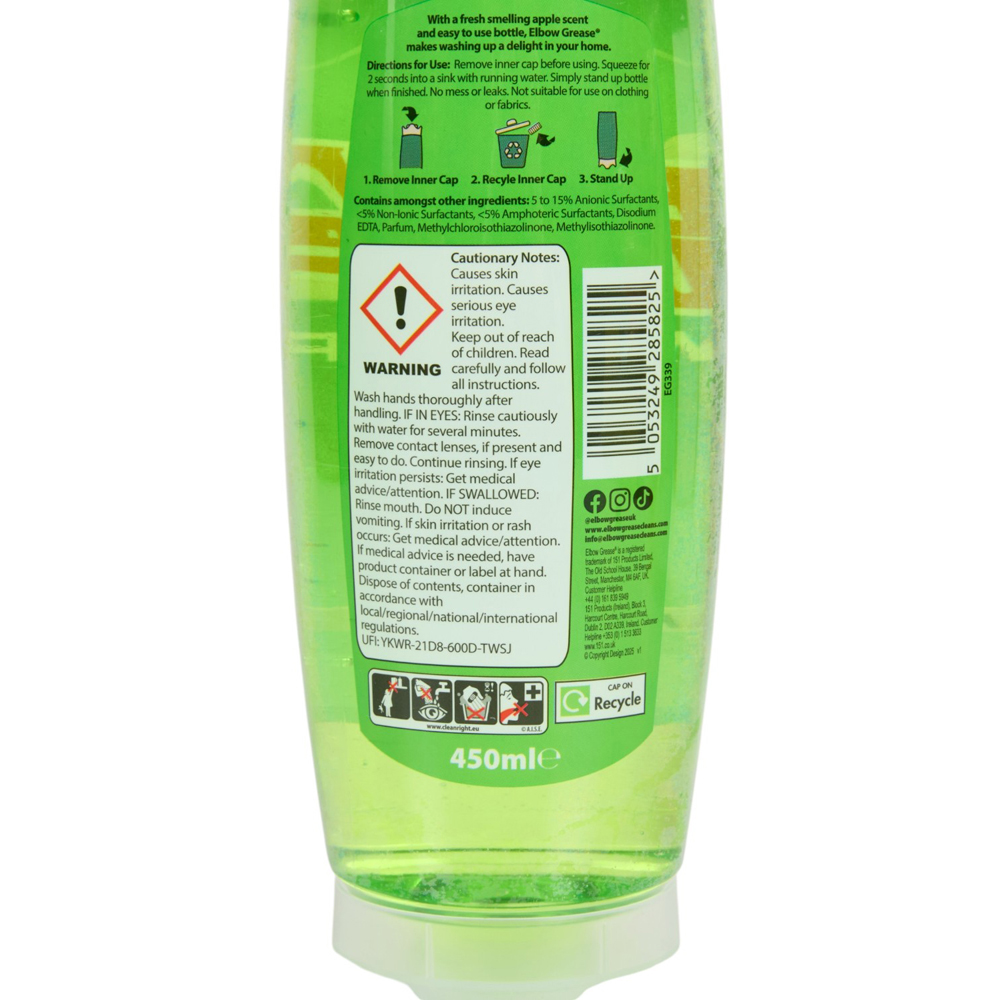 Elbow Grease Easy Squeezy Washing Up Liquid Apple Fresh Image 3
