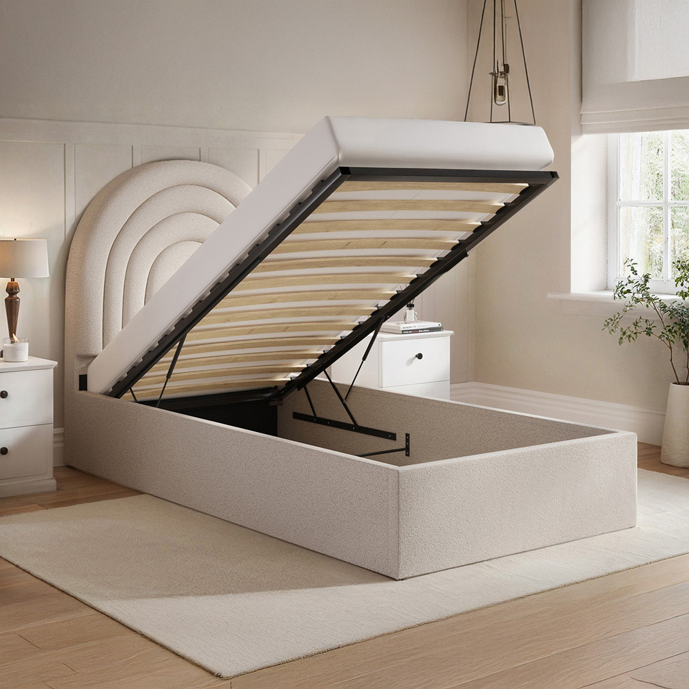 Flair Ava Single Cream Boucle Ottoman Bed Image 4