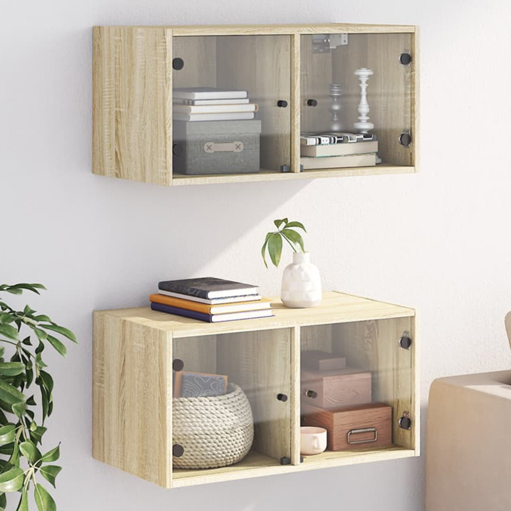vidaXL 2 Door Sonoma Oak Wall Cabinet Set of 2 Image 1