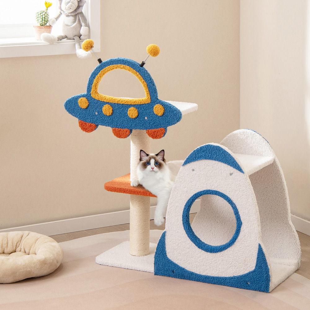 Costway 4 Tier UFO Top Blue Cat Tree Tower Image 2