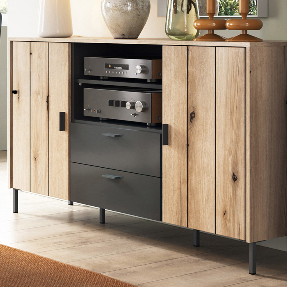 Furniture To Go Arundel 2 Door 2 Drawer 2 Shelf Oak Sideboard Image 1