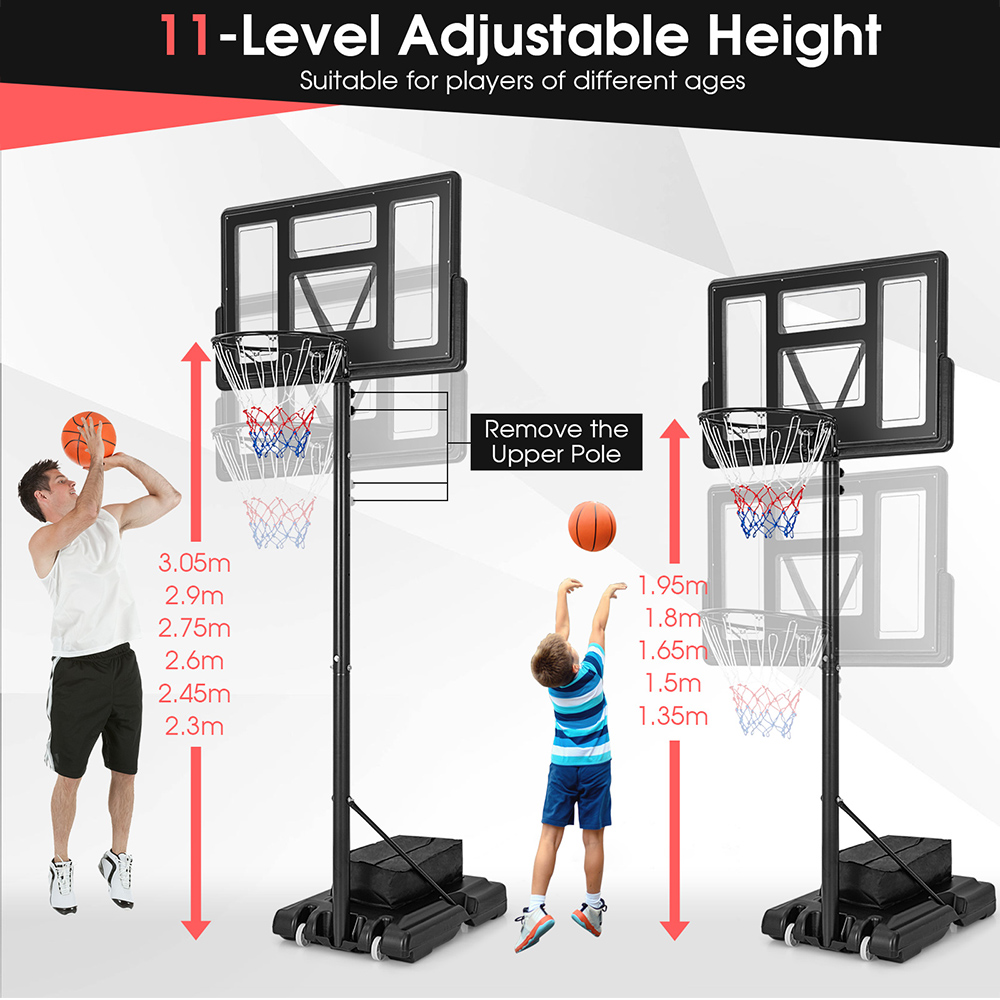 Costway 11 Level Adjustable Portable Basketball Hoop Image 8