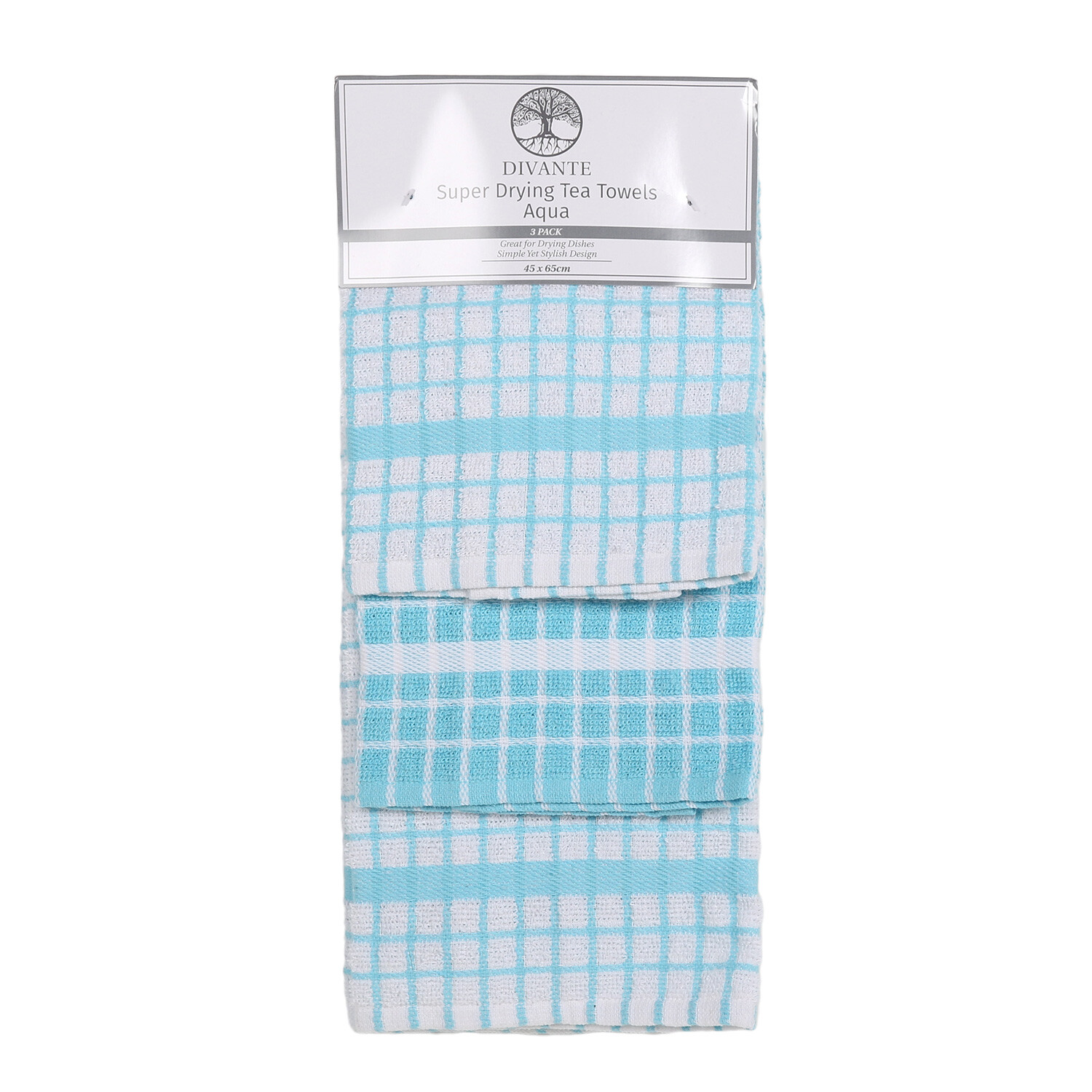 Pack of 3 Super Drying Tea Towels - Aqua Image