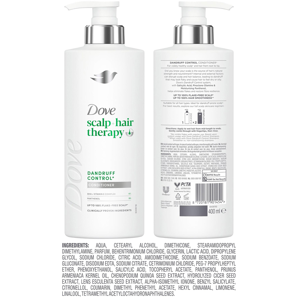 Dove Scalp+Hair Therapy Dandruff Control Salicylic Acid Conditioner 400ml 6 Pack Image 7