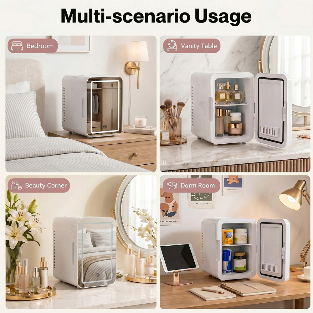 Spector White Portable Cooler Warmer Mini Fridge with LED Makeup Mirror 5L Image 7