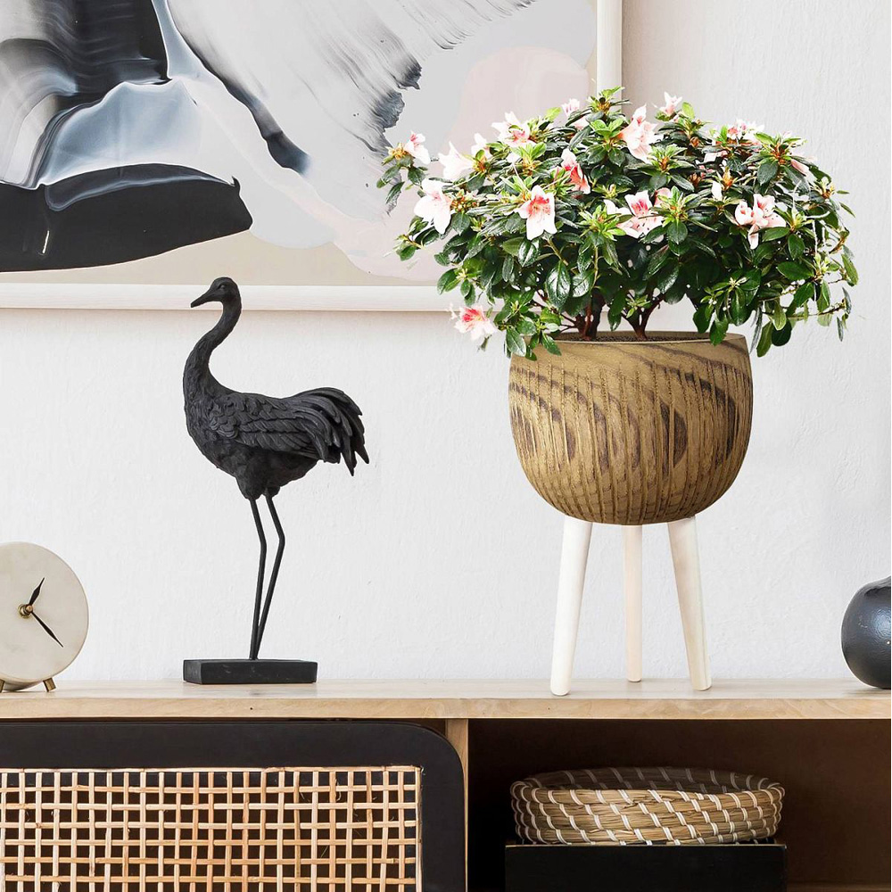 LECHUZA Hortico Ribbed Wooden Indoor Plant Pot 36 x 23cm 2 Pack Image 8