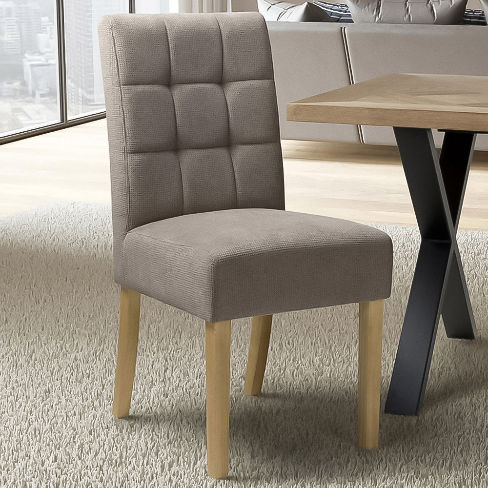 Portland Harlow Light Brown Flax Natural Legs Waffle Back Dining Chair Image 1