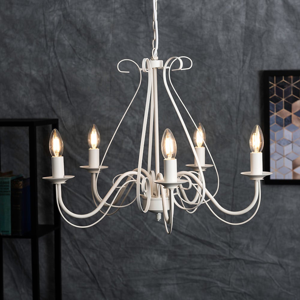 ValueLights 5 Way Ivory White Chandelier Image 2