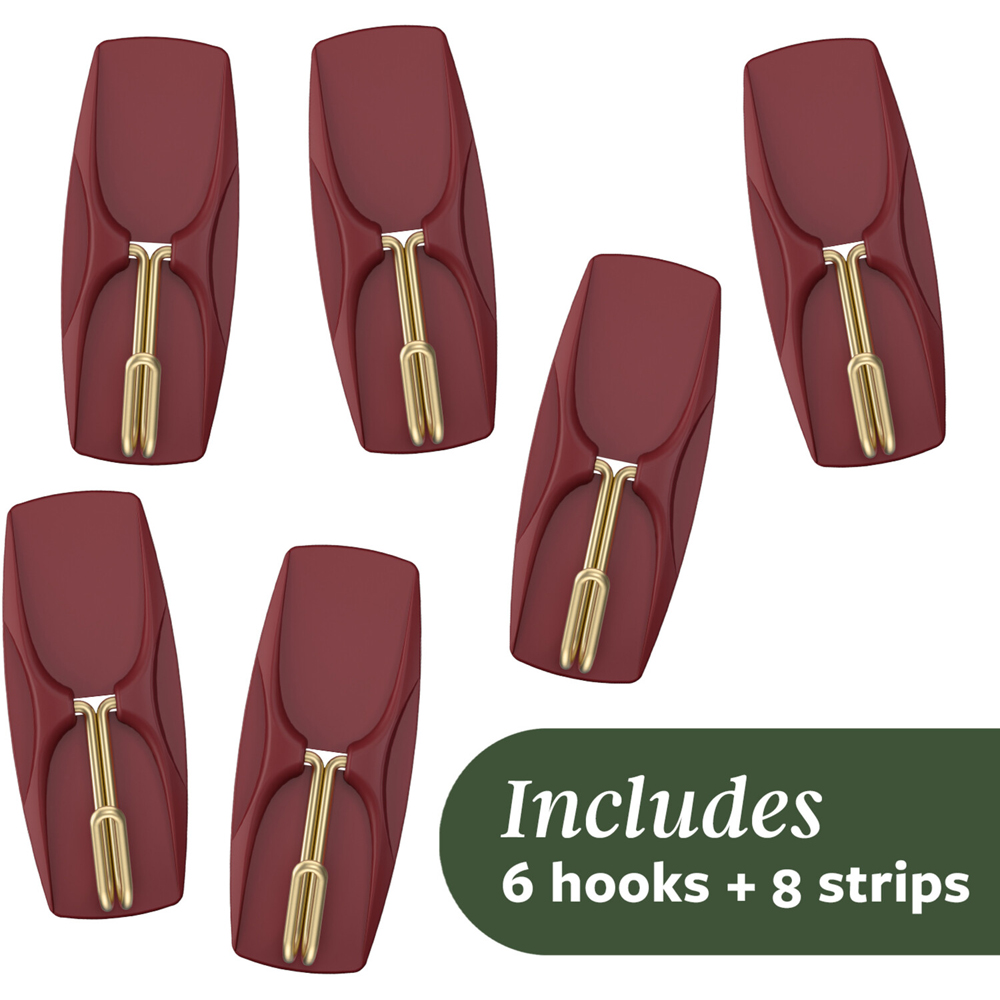 Pack of 6 Command Medium Wire Hooks Mulled Wine Image 3