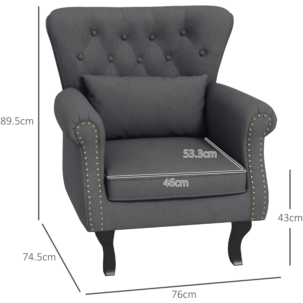 Portland Dark Grey Chesterfield Accent Chair Image 7