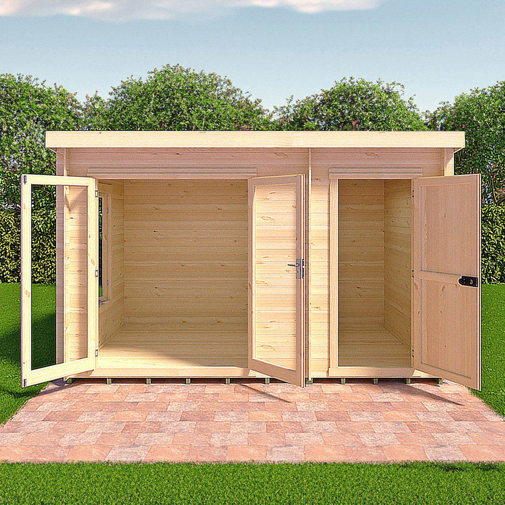 Shire Elm 8 x 12ft Contemporary Style Dual-Purpose Pent Log Cabin with Integral Storage Image 6