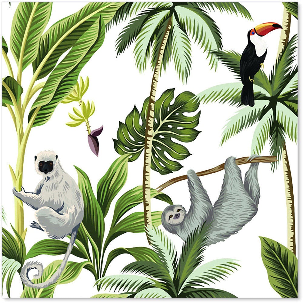 Warren Reed Designer Tropical Sloths Glass Kitchen Splashback 60 x 60cm Image 2