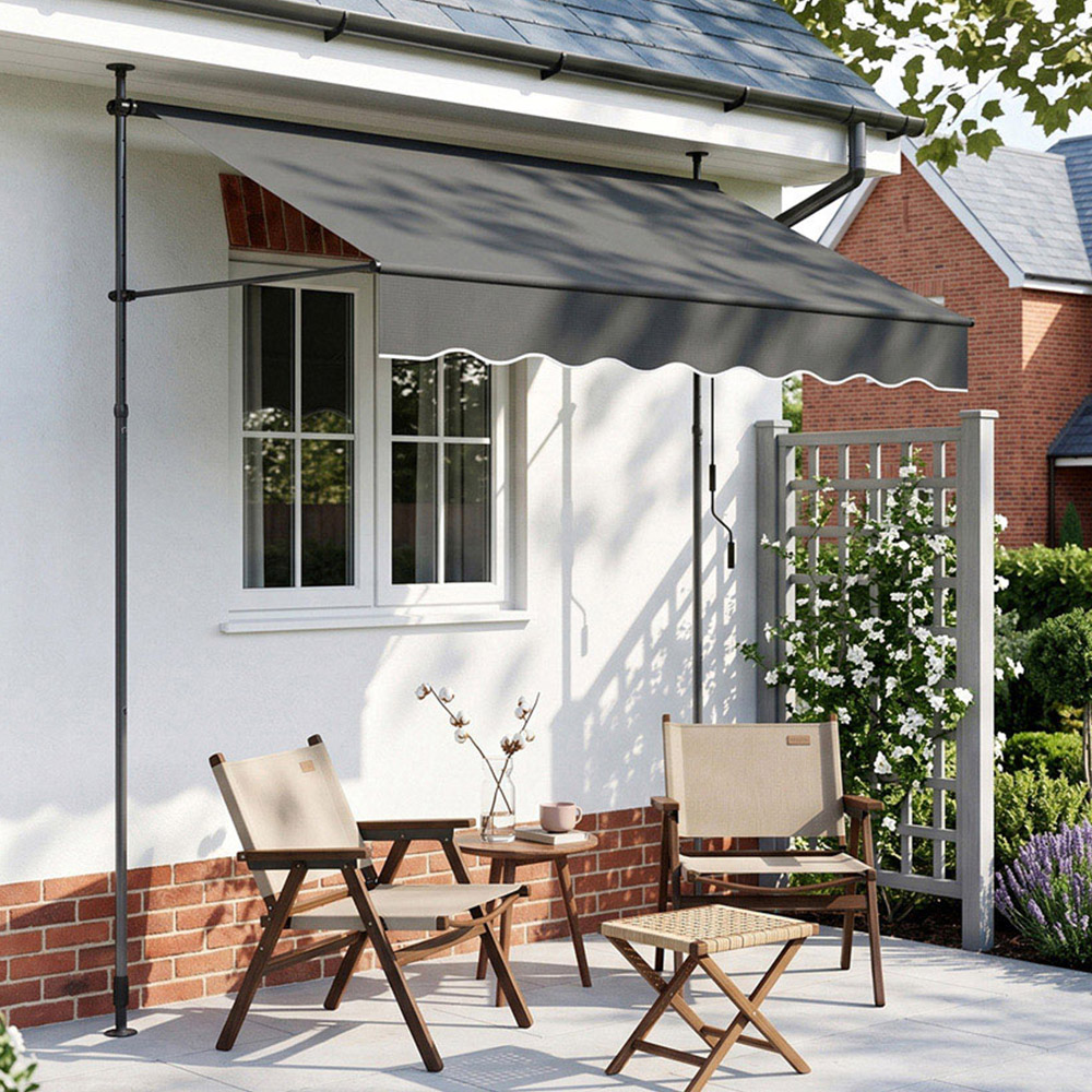 Living and Home Grey Retractable Height Adjustable Awning 2.5m Image 1
