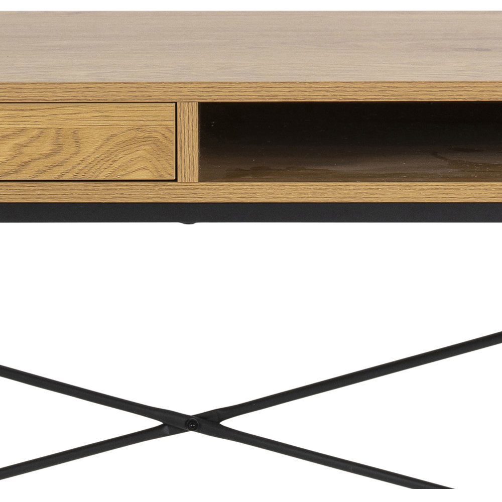 Florence Seaford Single Drawer Single Shelf Office Desk Oak Image 6
