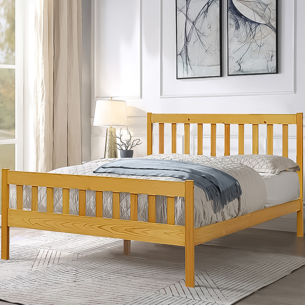Brooklyn Double Pine Wooden Bed Frame Image 1