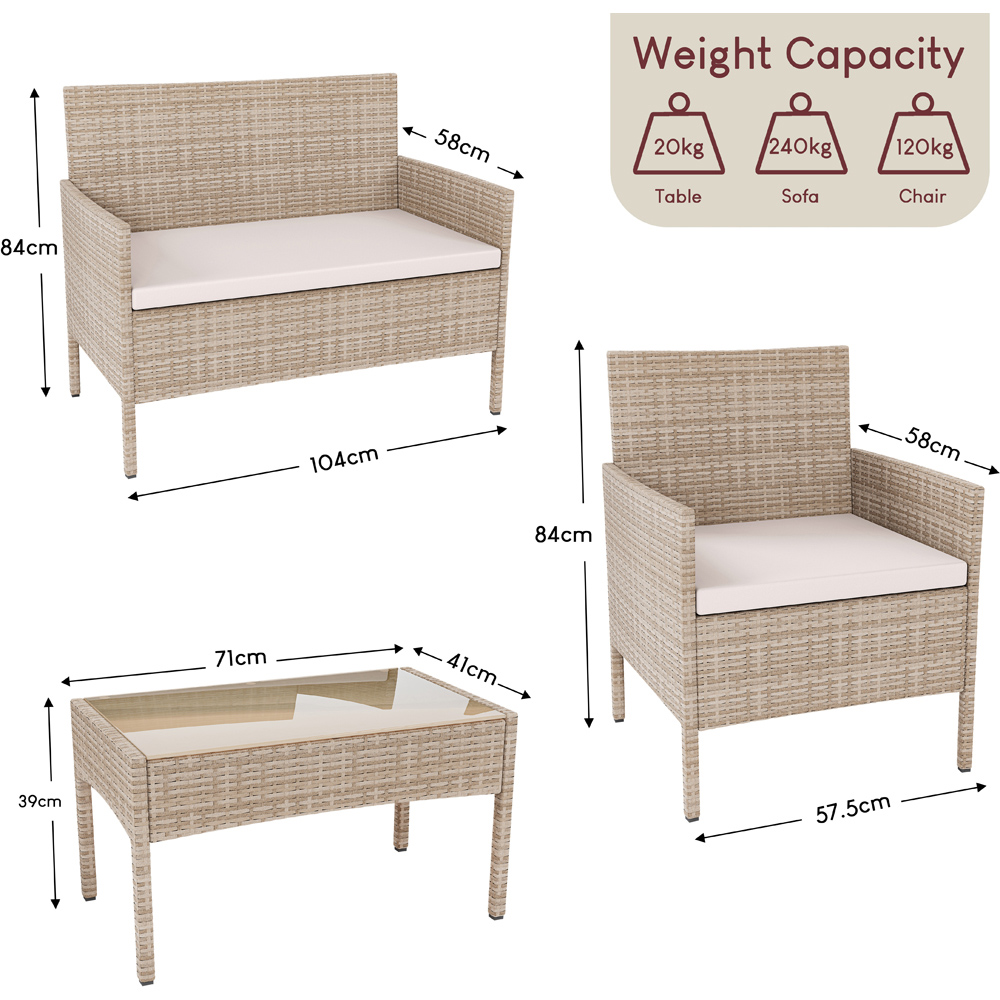 GARDEN VIDA Kendal 4 Seater Natural PE Rattan Garden Lounge Set Image 9