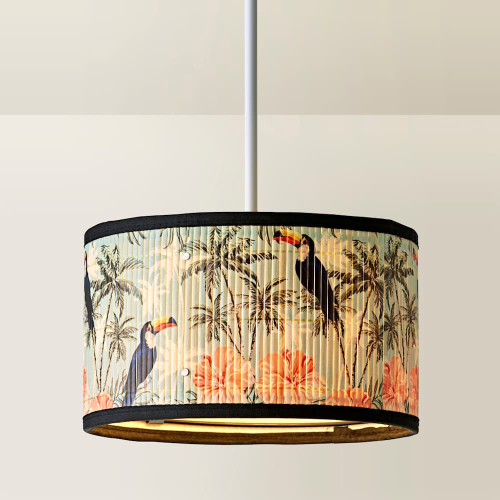 ValueLights Daintree Pastel Jungle Bamboo Drum Small Ceiling Lamp Shade Image 4
