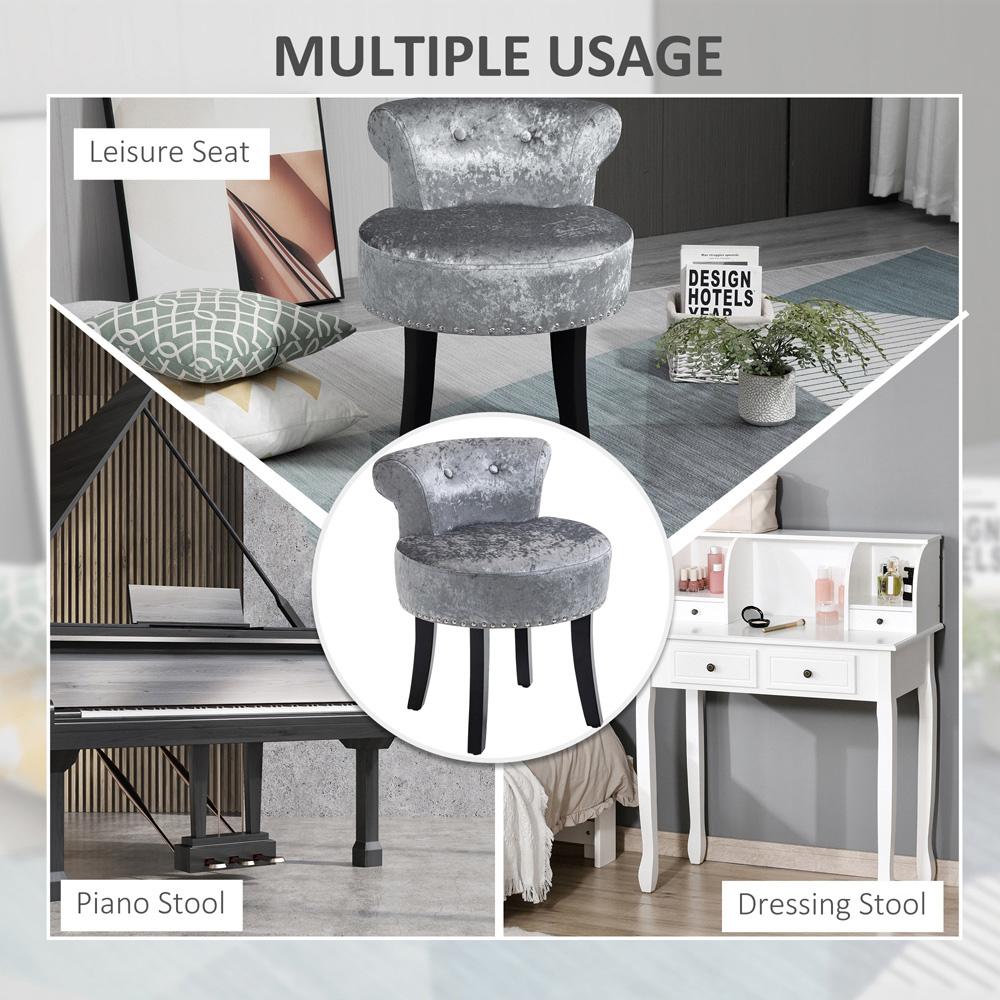 Portland Grey Dressing Table Stool Image 6